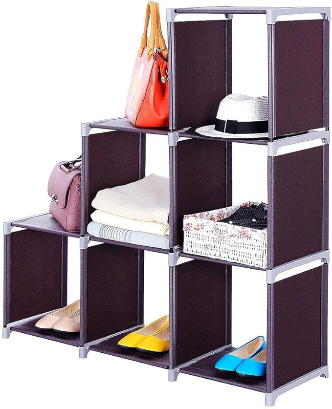 Storage Cubes Organizer,Decorative 9-Cubes Modular Cabinet,DIY Stackable Shelves Multifunctional Modular Bookcase Closet Cabinet for Bedroom, Living Room, Office (3 Tier 6 Cube)