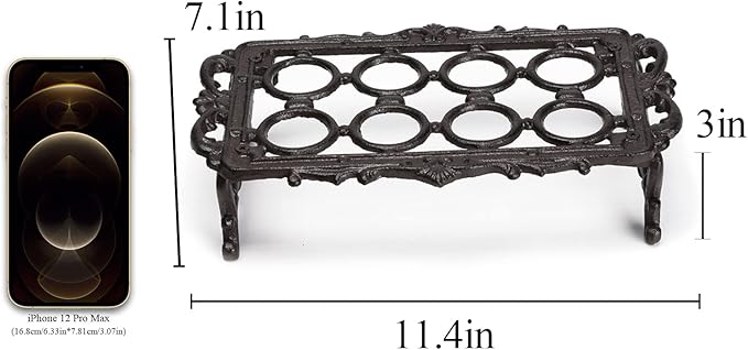 BRASSTAR Cast Iron Vintage Egg Rack Retro Desktop Design Egg Stroage for Kitchen Countertop Farmhouse Decor 7.1inches (H) Hold up to 8Eggs TQGJPT151