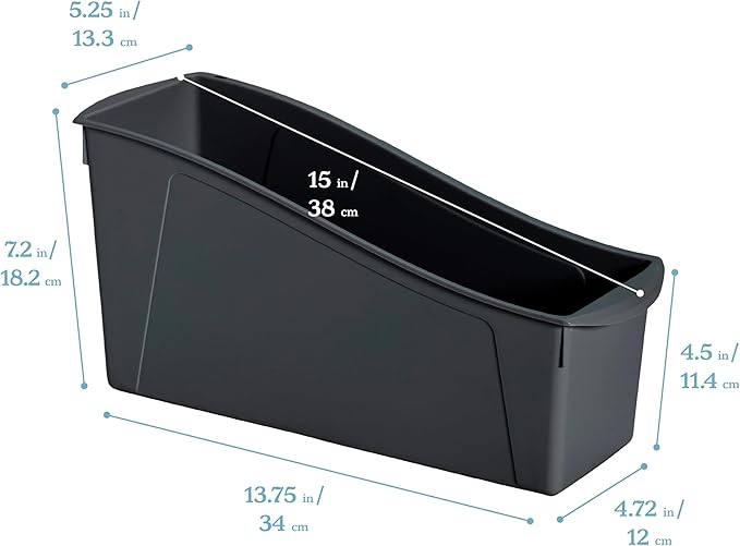 ECR4Kids Linking Plastic Storage Book Bin, Multipurpose Organization, Black, 10-Piece