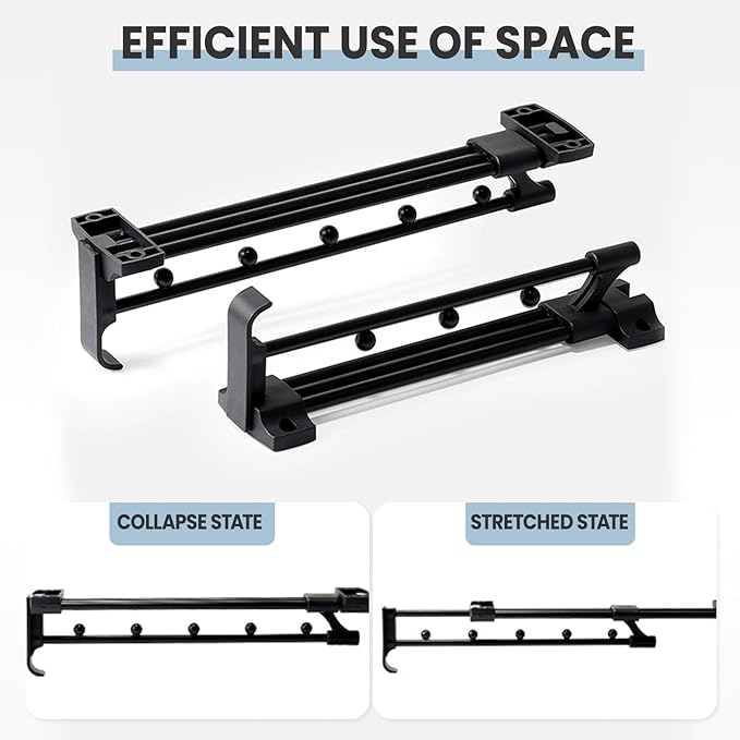Adjustable Pull Out Closet Rod,Closet Pull Out Hanger Rod,Retractable Pant Rack for Closet Suitable for Various Types Of Home Wardrobes,Office Wardrobes,Closets,Etc (2 PICE) (Black, 14" to 24")