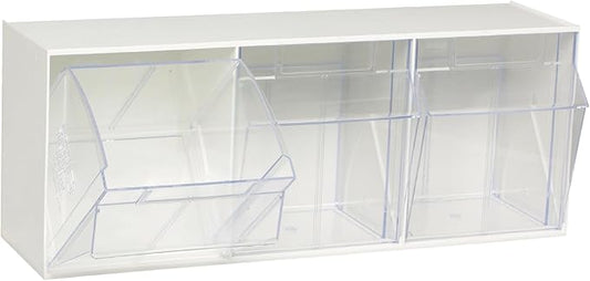 Quantum Storage Systems QTB303WT 3 Drawers Tip Out Cabinet Part Organizer White 10" H x 24" W x 8" D
