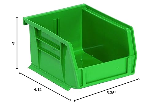 QUANTUM STORAGE SYSTEMS K-QUS210GN-8 8-Pack Ultra-Stack and Hang Bins, 5-3/8 inch x 4-1/8 inch x 3 inch, Green