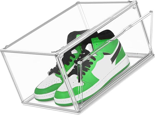 Acrylic Shoe Box, Sneaker Display Case Transparent Box Shoe Storage Bins Clear Plastic Stackable Boot Handbag Organizer Containers with Lids, 1Pack Size 12