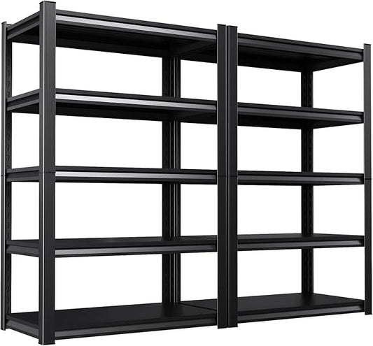 71.2''H Storage Shelves, 2500lbs Garage Shelving,Adjustable Heavy Duty Shelving Unit,5T Tall Garage Shelves，Metal Standing Shelf Units,Utility Rack For Kitchen Warehouse Industrial Basement 2 Pack