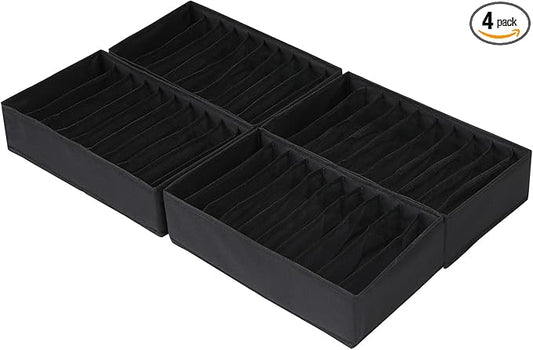Qozary 4 Pack Drawer Organizers for Clothing, 10 Grids Foldable Dresser Drawer Organizers, Clothes Organizer for Folded Clothes, T-shirt, Tank Tops, Camisoles, Underwear, Leggings, Baby Clothes