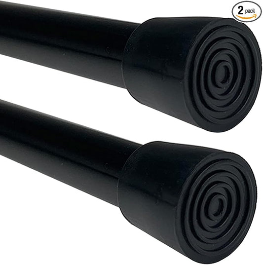 2pcs Tension Curtain Rods Adjustable 16-27 Inches, 0.51" Diameter Spring Short Rod No Drill, Small Extendable Rod for Bathroom, Window, Kitchen, Closet, Room Divider, 0.8" Non-Slip Caps, Black