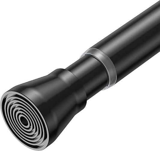 AIZESI Tension Curtain Rod for Windows 45 to 77 Inch, Adjustable Expandable Spring Curtain Rods No Drilling, Non Slip Curtain Rod for Bedroom Doorway Closet, Black