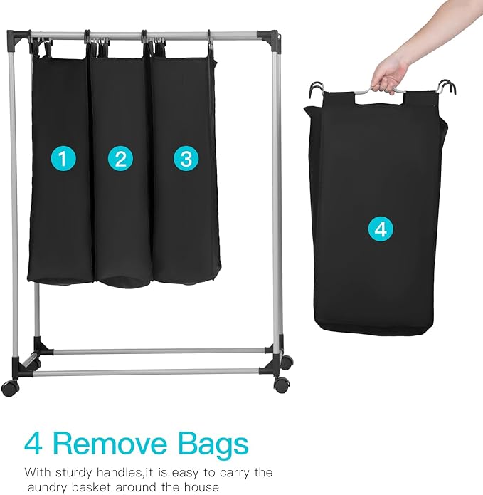 Dopinmin 4 Bag Laundry Basket Laundry Hamper Sorter Laundry Sorters