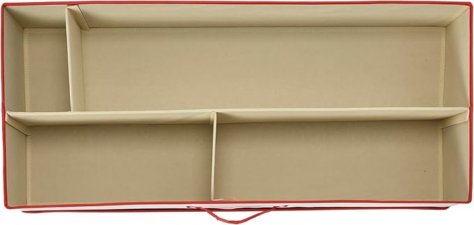 Household Essentials Holiday Gift Wrap Organizer with Lid, Natural and Red