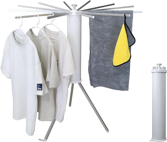 RFOUO Clothes Drying Rack Tripod,Laundry Hanger Dryer Rack,Portable Foldable Drying Rack-Drying Rack Clothing Laundry Bedroom Household Aluminum-12rods