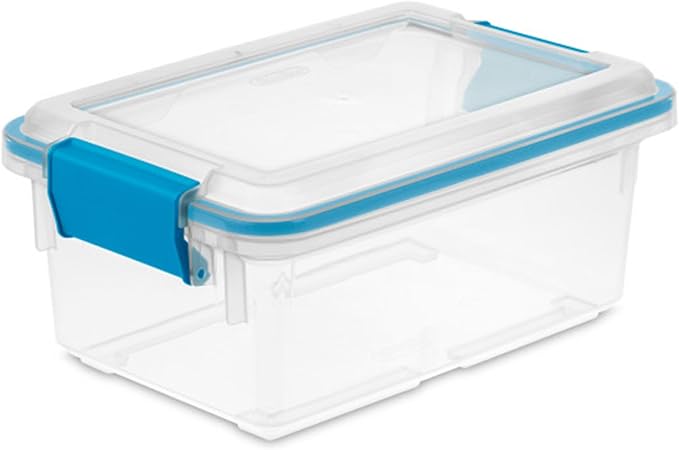 Sterilite Gasket Box, Stackable Storage Bin with Latching Lid, 7.5 Quart, 6 Pack