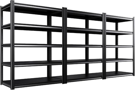 Set of 3 Garage Shelving - 2050 lbs 5 Tier Storage Shelves, Adjustable Heavy Duty Metal Shelving Unit and Storage Large Rack, Utility Steel Shelf for Warehouse Industrial Pantry Basement 71"x46"x20"
