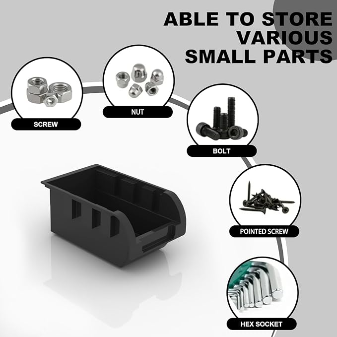 Wall Mounted Storage Bins, Nut and Bolt Organizer, Plastic Bolt Bin, Screw Organizer, Storage Bins for Garage (YELLOW+BLACK, LARGE(60PCS))
