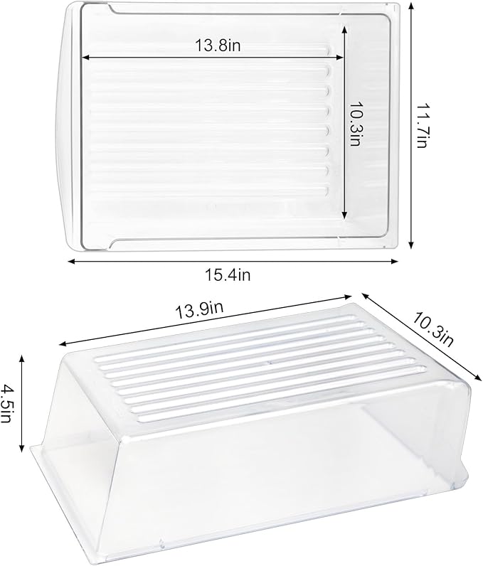 240530811 Refrigerator Drawer 15.4Width x 11.7Depth Replaces AP3960009, 240530813, 1194815, 240354201 Meat Pan Crisper Bin Compatible with Frigidaire (Not the larger part:240342830 16.5"x17.2")