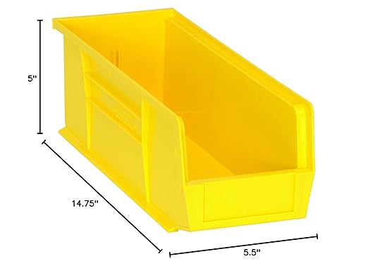 QUANTUM STORAGE SYSTEMS K-QUS234YL-6 6-Pack Ultra-Stack and Hang Bins, 14-3/4" x 5-1/2" x 5", Yellow