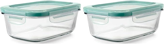 OXO Good Grips 3.5 Cup Smart Seal Glass Rectangle Food Storage Container, Clear (Pack of 2)