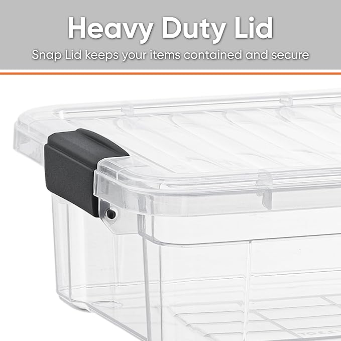Superio Clear Storage Box with Lid, 2.3 Quart Plastic Container Bins for Organizing, Stackable Crates, BPA Free, Non Toxic, Odor Free, Organizers for Home, Office, School, and Dorm