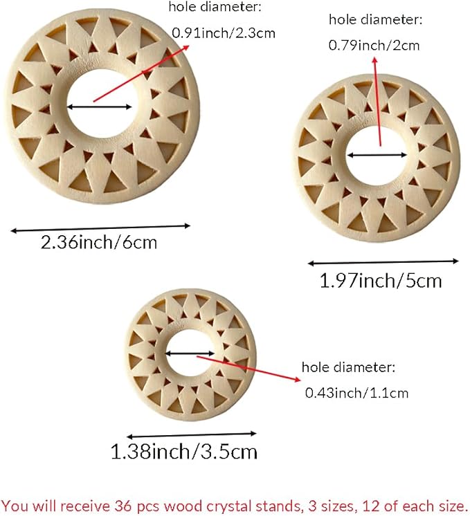 36 Pcs Refined Sphere Stand Wood, 3 Size Crystal Ball Stands for Home Decor Egg Rocks Holder