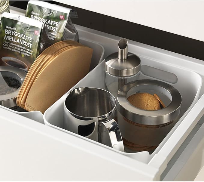 Pantry Organization And Storage Baskets, Open Storage Box Under Sink Organizers,Kitchen Cabinet and Pantry Storage Organizer Bin - two cut-out handles that make 9.4 x 6.7 x 4.3 Inches (White)