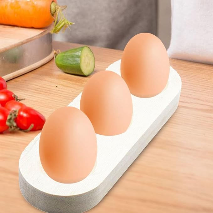 Amagogo Egg Holder Wooden Egg Storage Tray Organizer Rack Plates Keeper Sturdy Wood Material Multipurpose Suitable for Kitchen Refrigerator Pantry Restaurant, Wood