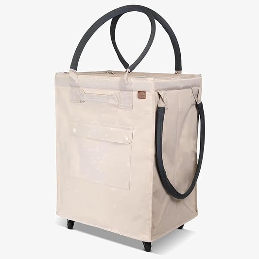 CleverMade Hauler Rolling Tote Bag, 90L Collapsible Portable Shopping Cart with Wheels for Groceries, Laundry, Organization