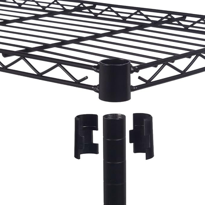 5 Tier Storage Racks Shelving, Heavy Steel Pantry Shelves, Adjustable Wire Shelving Rack with Wheels, Suitable for Garage, Kitchens, Bathroom, Offices, 35.4" W x 18" D x 71" H, Black
