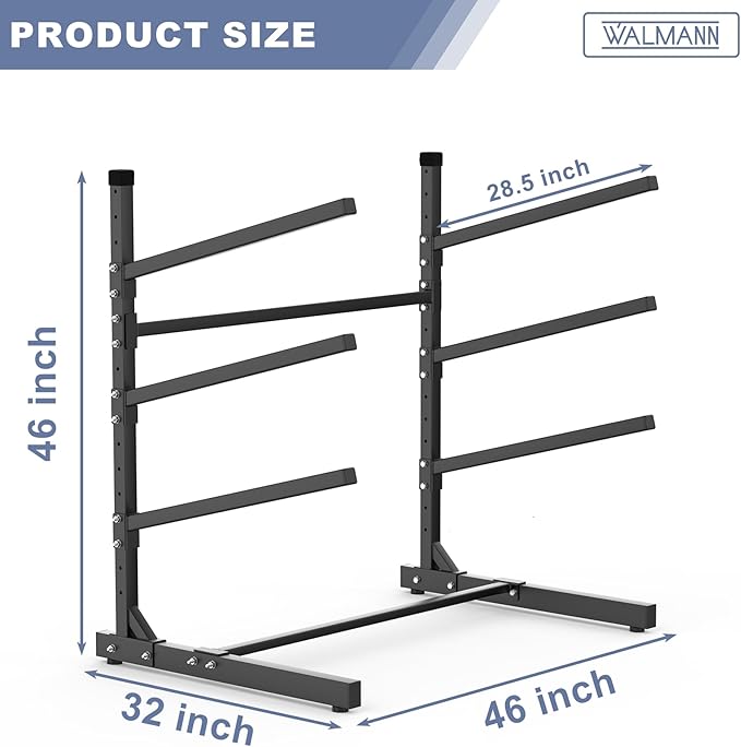 WALMANN Garage Kayak Rack, Heavy-Duty Metal Kayak Storage Rack Adjustable Freestanding Kayak Stand