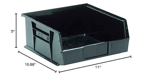 QUANTUM STORAGE SYSTEMS K-QUS235BK-4 4-Pack Ultra-Stack and Hang Bins, 10-7/8" x 11" x 5", Black