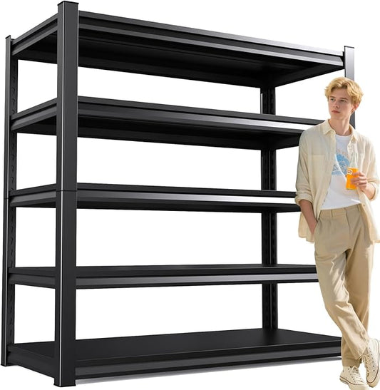 5-Tier Garage Shelving Heavy Duty, 2500LBS Garage Storage Shelves Adjustable Metal Shelving Unit, Utility Rack Shelf, Shelves for Garage Storage, Basement, Warehouse, Shop, 72" H×35.4" W×15.7" D