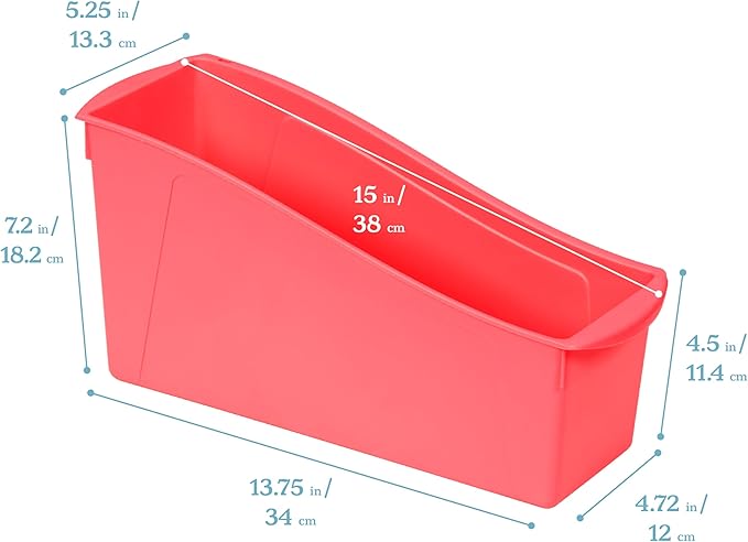 ECR4Kids Linking Plastic Storage Book Bin, Multipurpose Organization, Neon Orange, 10-Piece