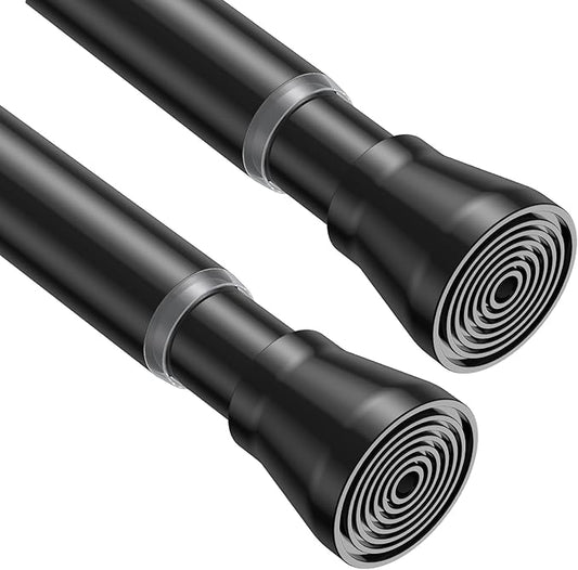 MEXAU 2Pack Tension Curtain Rod for Windows 29 to 64 inch, Never Rust adjustable curtain rod Black tension curtain rods no drilling, 7/8 Inch spring tension curtain rod for Doorway Closet Door