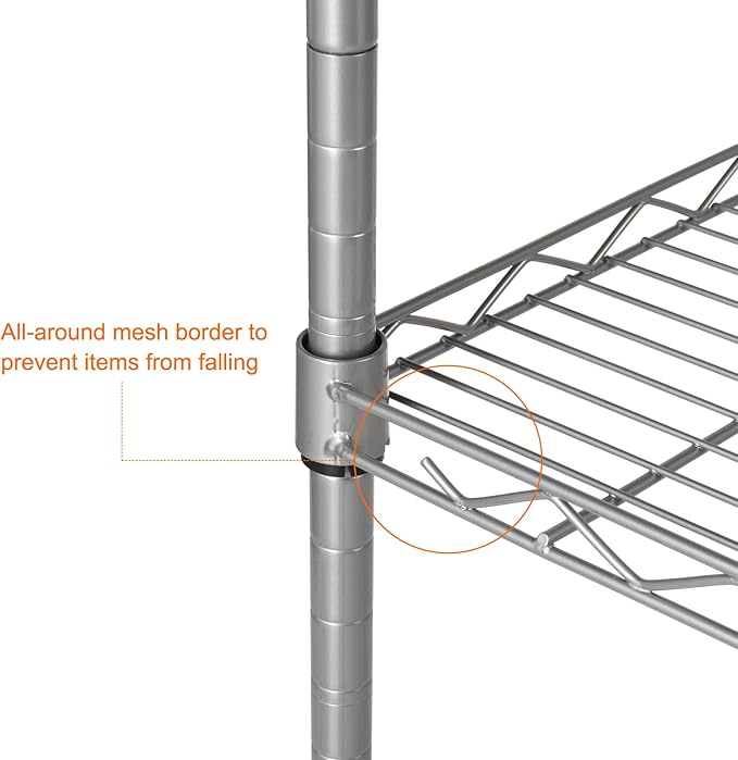 4 Tier Storage Racks Shelving, Heavy Steel Pantry Shelves, Adjustable Wire Shelving Rack, Suitable for Garage, Kitchen, Bathroom, Office, 20" W x 12" D x 32" H, Black