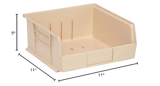 QUANTUM STORAGE SYSTEMS K-QUS235IV-4 4-Pack Ultra-Stack and Hang Bins, 10-7/8 inch x 11 inch x 5 inch, Ivory