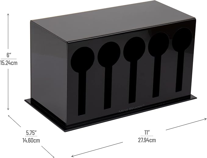 Mind Reader Utensil Dispenser, Silverware Organizer, Plastic Fork and Spoon Dispenser, Kitchen, 11"L x 5.75"W x 6"H, Black