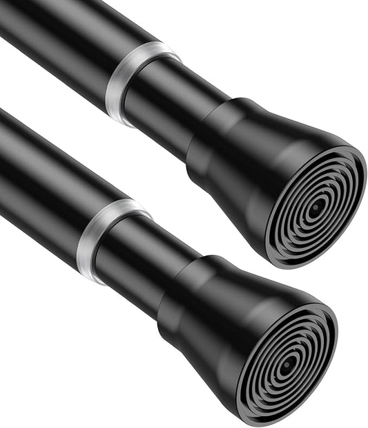 AIZESI Tension Curtain Rod 28 to 48 Inch, 2pcs Black Tension Rod Adjustable Curtain Rod Curtain Tension Rod Spring Tension Curtain Rod No Drill Spring Curtain Rod Small Shower Rod