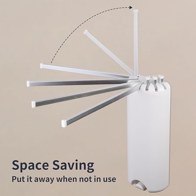 RFOUO Wall Mounted Clothes Drying Rack Tripod,Foldable Drying Rack,Wall Mounted Dryer Rack Clothing,Over The Door Drying Rack for Laundry Bedroom Household Aluminium