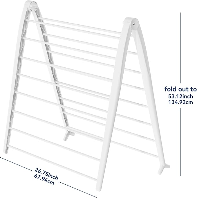 Whitmor Spacemaker Folding Drying Rack, Indoor Clothes Organizer with Patent-Pending Design, Space Saving, 6" L x 26" W x 51.5" H,White Deluxe