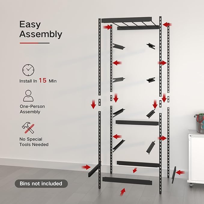 FERO 27 Gallon Tote Storage Rack, Heavy-Duty Storage Bin Rack Organizer, 5-Tier Standing Storage Bin Shelves, 250 lb Capacity, Maximize Space for Garage, Warehouse, Utility(Totes Not Included)