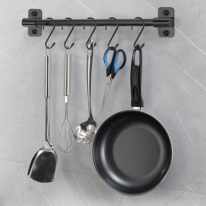 12 Pack 4-1/2 Inch S Hooks, Large Vinyl Coated Closet Hooks Non Slip Heavy Duty for Hanging, Steel Metal Black Rubber Coated for Jeans Plants Clothes Pot Pan Cups Towel