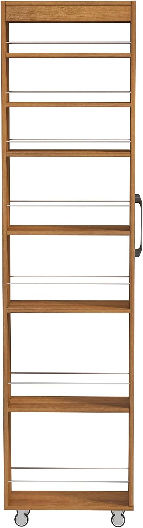 KEIKI 7 Tier Pull-Out Kitchen Pantry Storage Cabinet, Multi-Tier Single-Sided Open Shelf, Spice Rack Next to Fridge, Wood Hutch Food Pantries Cupboard for Coffee Bar, Dining Room, Narrow Spaces