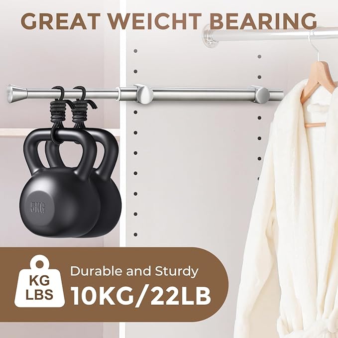 12" Valet Rod for Closet Pull Out, 2Pcs Adjustable Expandable Stainless Steel Valet Rod, Heavy Duty Slide-Out Closet Rod for Hanging Clothes, Suits & Freshly Pressed Items, Silver