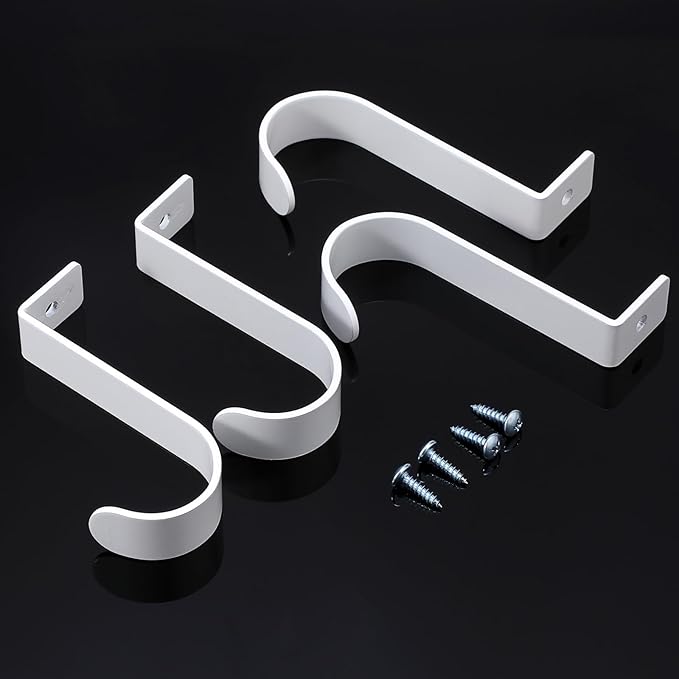 OwnMy 4PCS Closet Rod Brackets Heavy Duty 1 Inch to 1.5 Inch Round Closet Rod Holders, Wall Mount Closet Shelf Rod Pole Support Brackets Clothes Storage Hangers with Screws