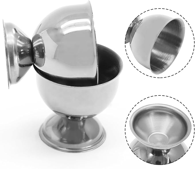 Bonsicoky 2 Pcs Silver Egg Cups - Stainless Steel Egg Holder - Egg Tray Kitchen Tool for Soft & Hard Boiled Eggs