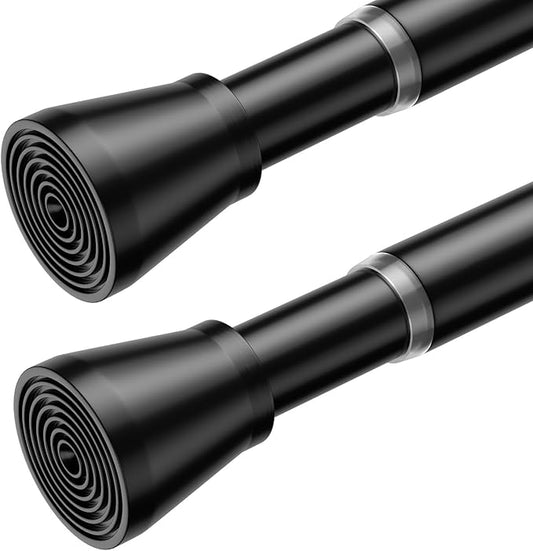 2Pack Spring Tension Curtain Rod 45 to 76 Inch 7/8" Diameter Adjustable No Drilling Black Shower Curtain Rods for Window Doorway Closet Door Kitchen Bathroom