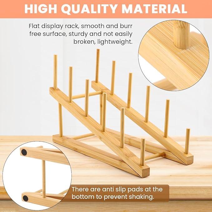 3 Pack Plate Stands for Display, Multifunctional Wooden Display Rack, Craft Show Display Stands for Tabletop Book, Artwork, Photo, Record, Magazine and Platter(Color:Wooden)