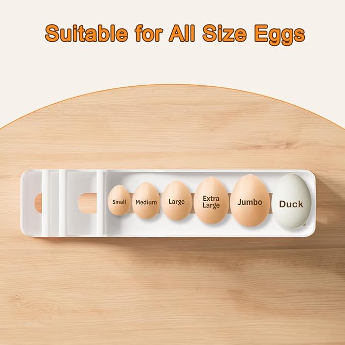Sotfamily Egg Holder for Fridge, 4 Tiers Auto Rolling Egg Storage Organizer for Refrigerator, Slim Space Saving Container, Dispenser - Egg Roller for Eggs 24 Count