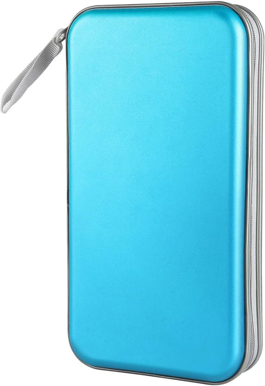 CD Case, Siveit DVD Case Holder 96 Capacity Hard Plastic CD DVD Disc Cases Storage Binder Wallet for Car Home Office Travel (Sky Blue)