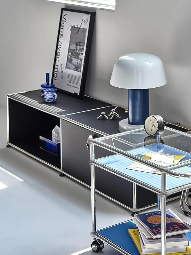 Modern Storage Cabinet Versatile Free-Standing Organizer for Living Room, Bedroom, and Home Office Décor, Black