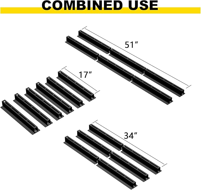 Yuleimy Overhead Garage Storage Rack 6-Pack - Heavy Duty Garage Ceiling Storage Racks for Tote Containers - 17" Adjustable Tote Rack 27 Gallon Storage System, Hanging Bin Ceiling Mount Rails