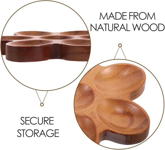 Unomor Wooden Egg Tray Creative Rustic Egg Holder Organizer for Countertop Fresh Storage Box 5.90X5.90X0.59In Multifunctional Kitchen Decor